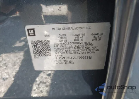 2020 Chevrolet Malibu Fwd Ls from USA, damaged, VIN 1G1ZB5ST2LF099288